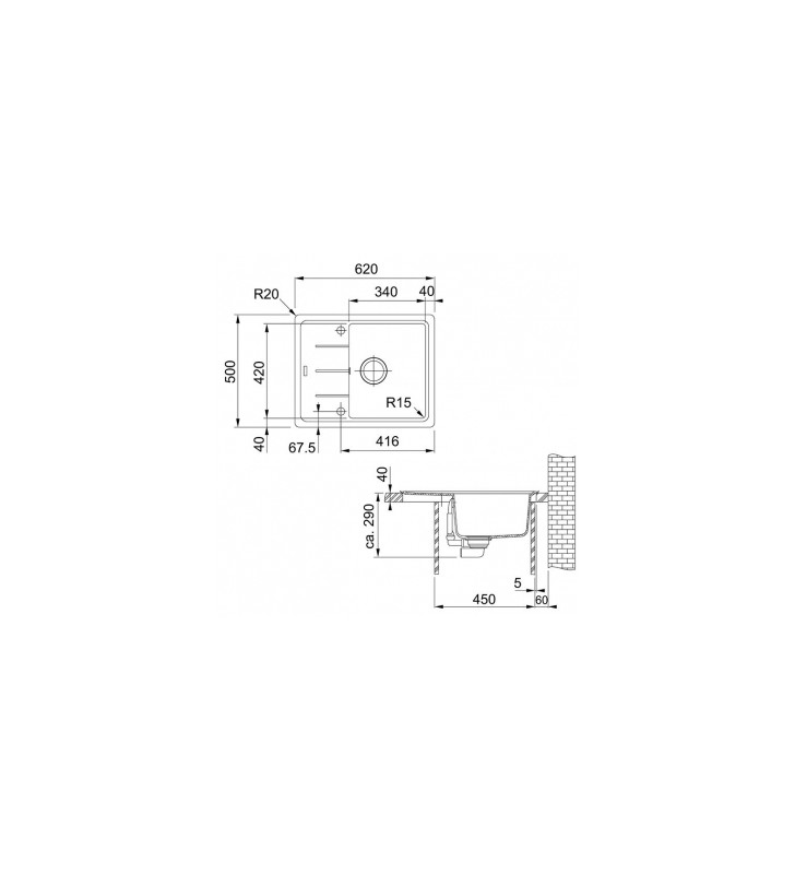 Granitinė plautuvė Franke Basis, BFG 611-62, Beige