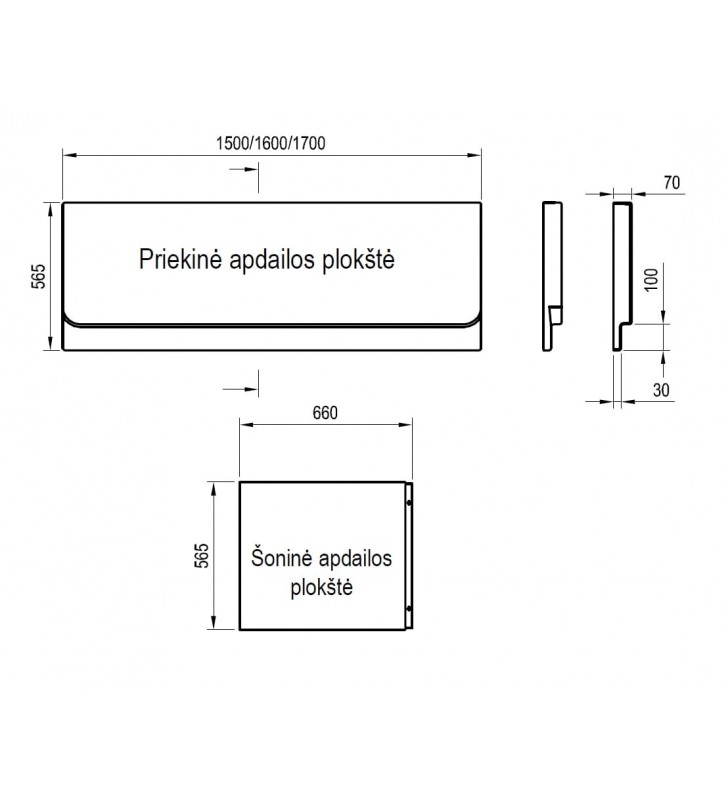 Apdailos plokštė stačiakampei voniai Ravak Chrome, 150 priekinė