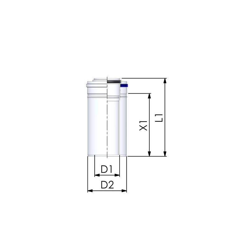 Dvigubas kamino pailginimas Cox Geelen CoxDENS PP/Alu, d60/100, 250 mm