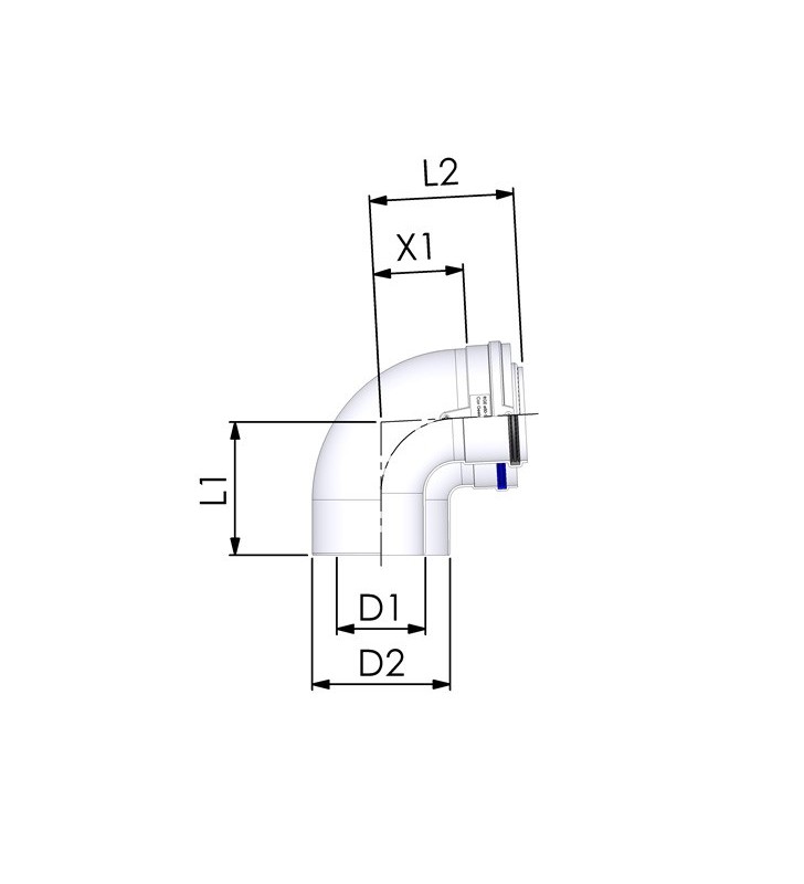 Dviguba kamino alkūnė Cox Geelen CoxDENS PP/Alu, d60/100, 87