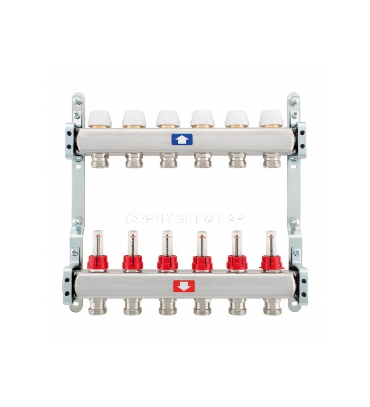 Šildymo sistemos kolektorius ITAP, reguliuojamas, su debitomačiais, 6 žiedų