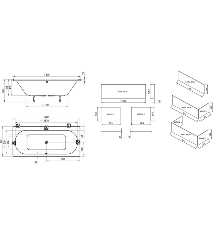 Stačiakampė vonia Ravak City, 180x80