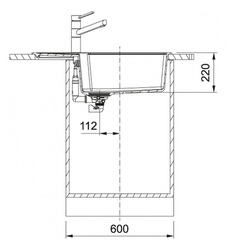 Granitinė plautuvė Franke Urban, UBG 611-78 XL, Steingrau