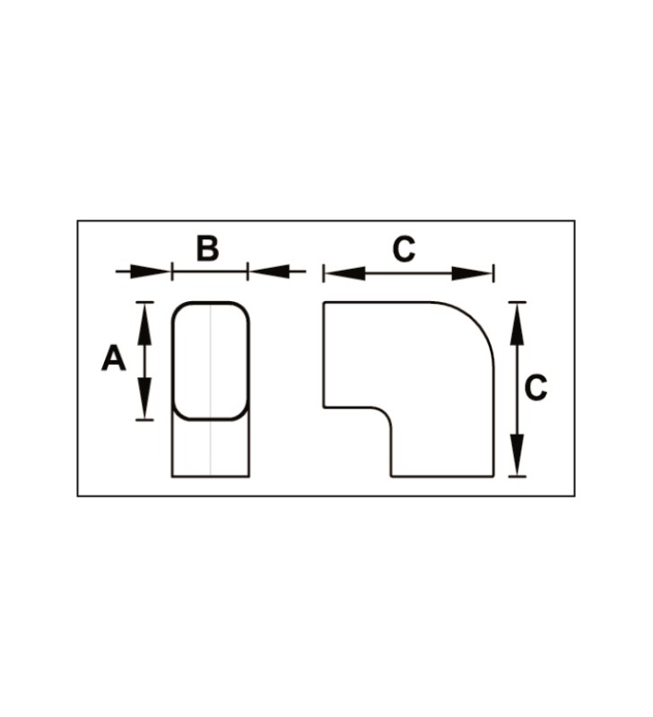 Alkūnė kondicionieriaus vamzdžių kanalui Tecnosystemi, standi vertikali Black-Line CP72-EXC juoda