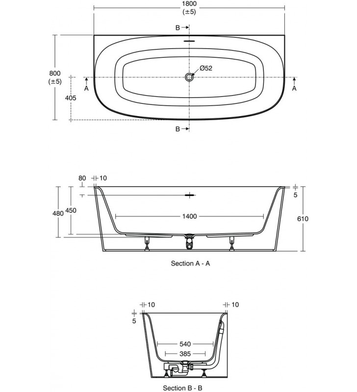 Akrilo vonia Ideal Standard Dea, 180x80, statoma prie sienos, balta blizgi