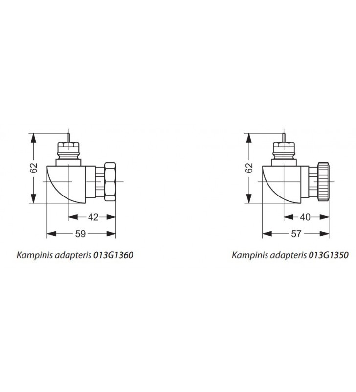 Radiatoriaus vožtuvo adapteris Danfoss, RA/RA