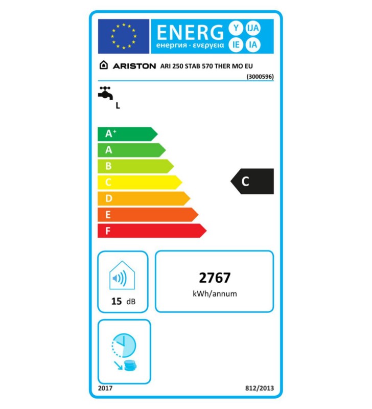 Pastatomas elektrinis vandens šildytuvas Ariston Ther 570, 250 l, 3 kW