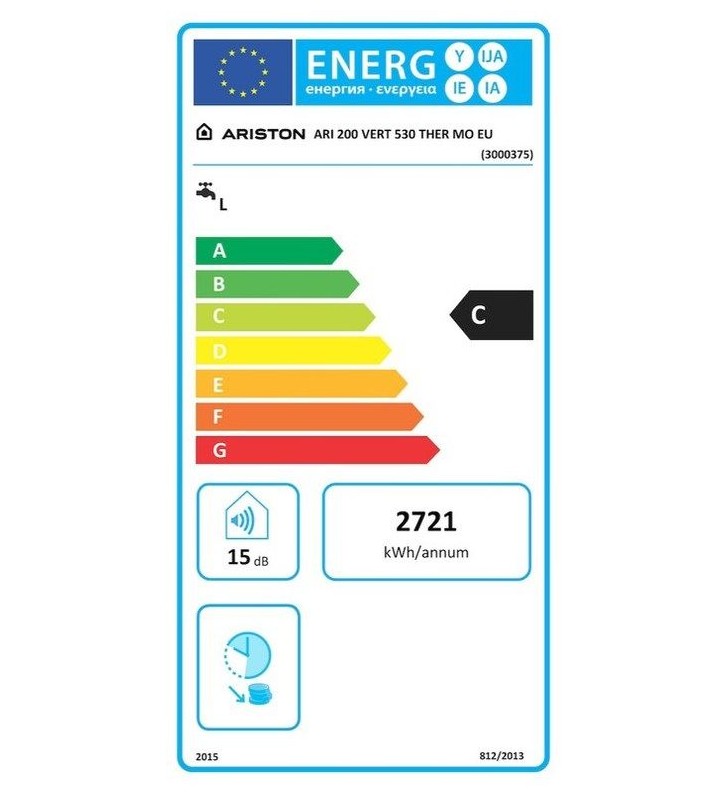 Pakabinamas elektrinis vandens šildytuvas Ariston Ther 530, 200 l, 2.5 kW