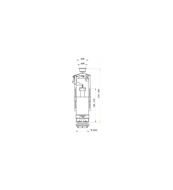 WC nuleidimo mechanizmas AlcaPlast, su Stop mechanizmu