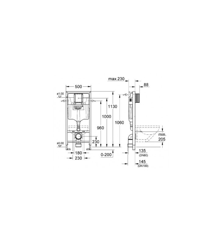 WC rėmas GROHE RAPID SL, 3 in 1