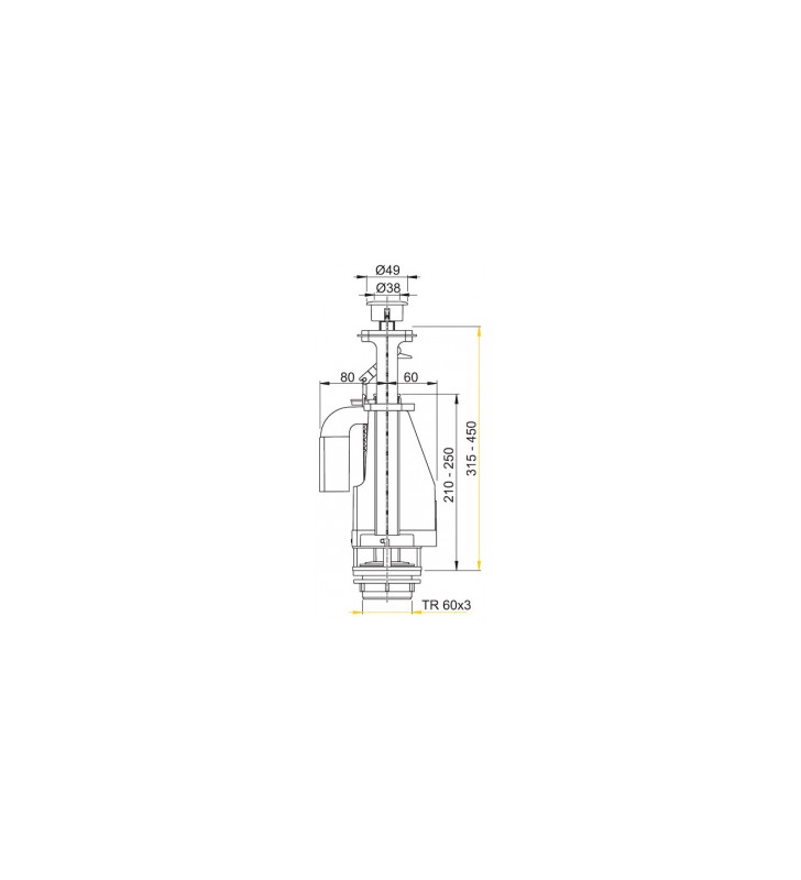 WC nuleidimo mechanizmas AlcaPlast, su 3/6 litrų nuleidimu