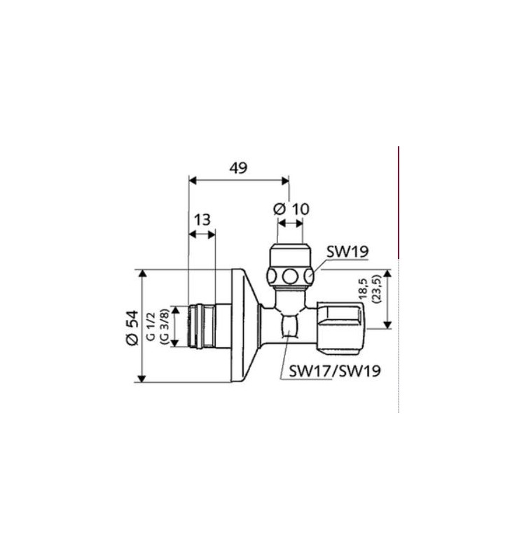 Kampinis ventilis Schell, 1/2& 039 & 039 x 3/8& 039 & 039 , greito montavimo