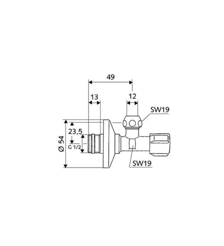 Kampinis ventilis Schell, 1/2& 039 & 039 x 1/2& 039 & 039 , greito montavimo