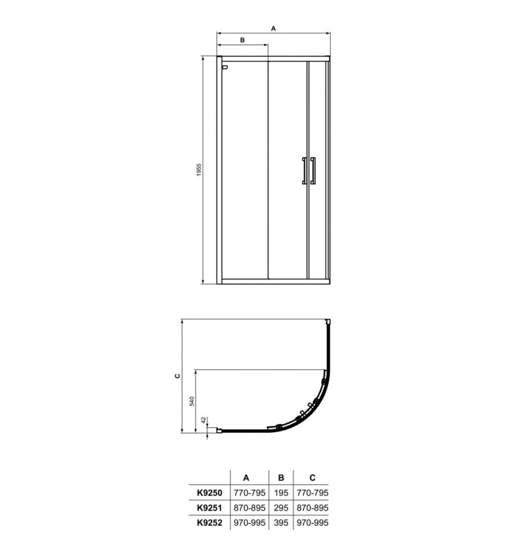 Pusapvalė dušo kabina Ideal Standard Connect 2, 90x90, aliuminio