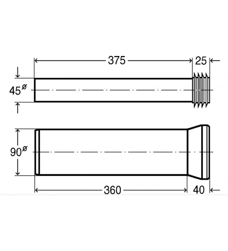 WC rėmo pajungimo komplektas, DN 90x400