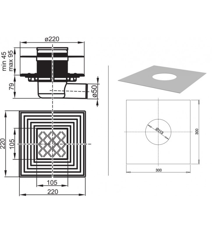 Dušo trapas Ravak SN501, 105x105