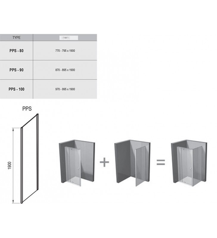 Stacionari sienelė Ravak Pivot, PPS-80, balta+stiklas Transparent