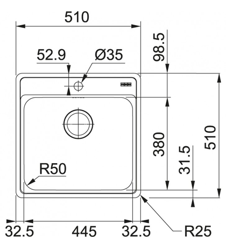 Nerūdijančio plieno plautuvė Franke Bell, BCX 610-51