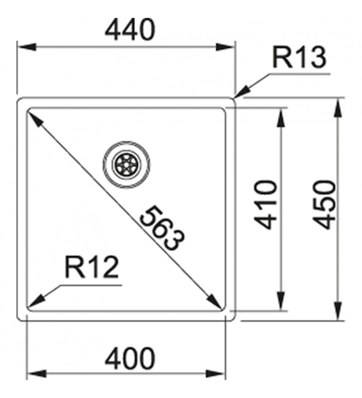 Nerūdijančio plieno plautuvė Franke Box, BXX 210/110-40, ekscentrinis ventilis