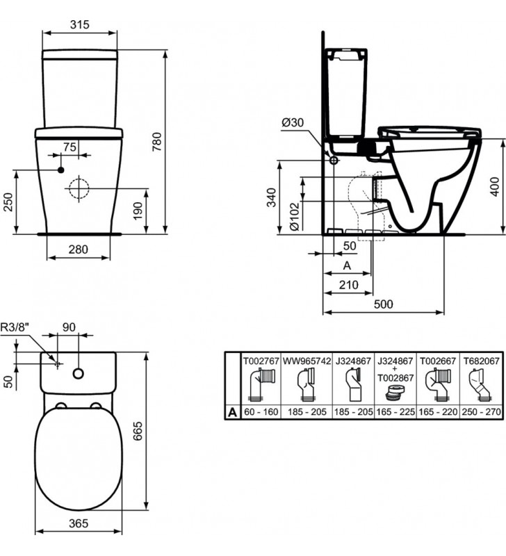 Pastatomo WC Ideal Standard bakelis, Connect Cube (be puodo)