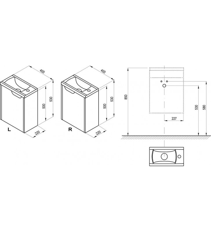 Praustuvo spintelė Ravak SD Classic II Mini, 400 L (kairysis) baltas