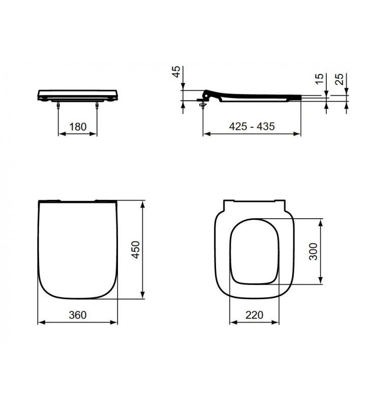 Dangtis WC Ideal Standard i.life B, Soft Close, plonas Sandwich