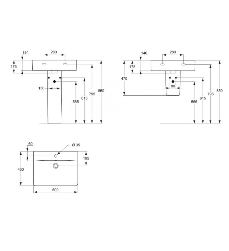 Praustuvas Ideal Standard Connect Cube, 60 cm