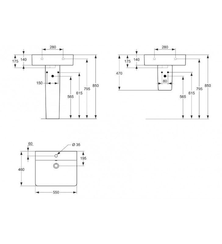 Praustuvas Ideal Standard Connect Cube, 55 cm