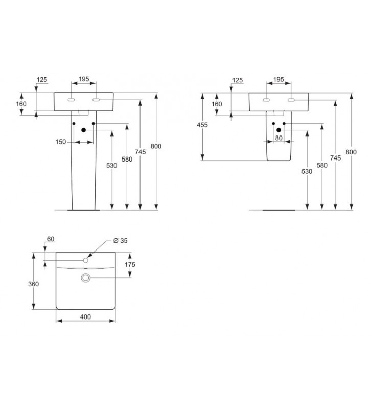 Praustuvas Ideal Standard Connect Cube, 40 cm