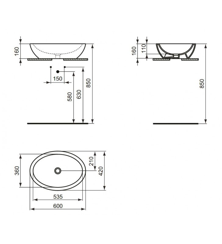 Pastatomas praustuvas Ideal Standard Strada, 60 cm