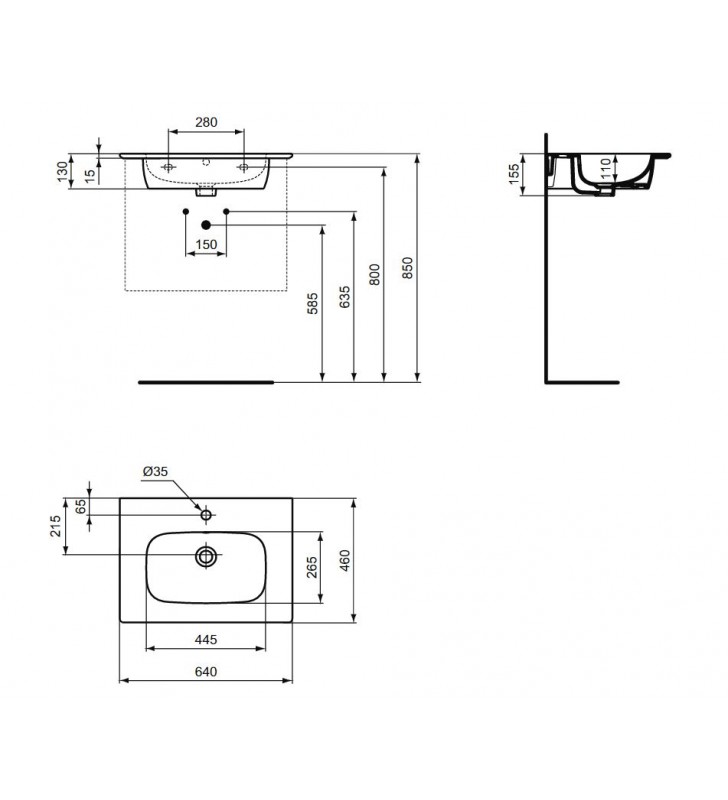 Baldinis praustuvas Ideal Standard i.life A, 64 cm