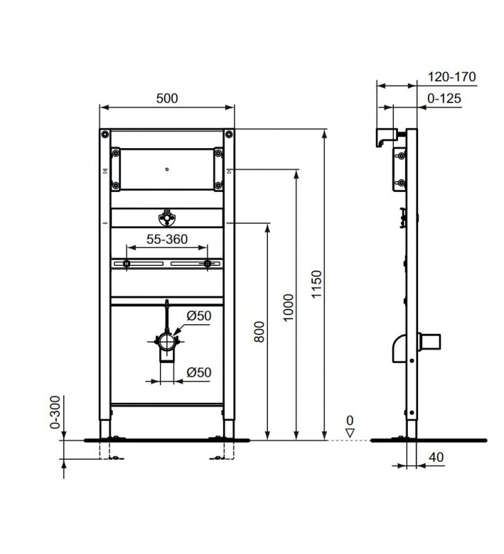 Pisuaro rėmas Ideal Standard Prosys, Universal