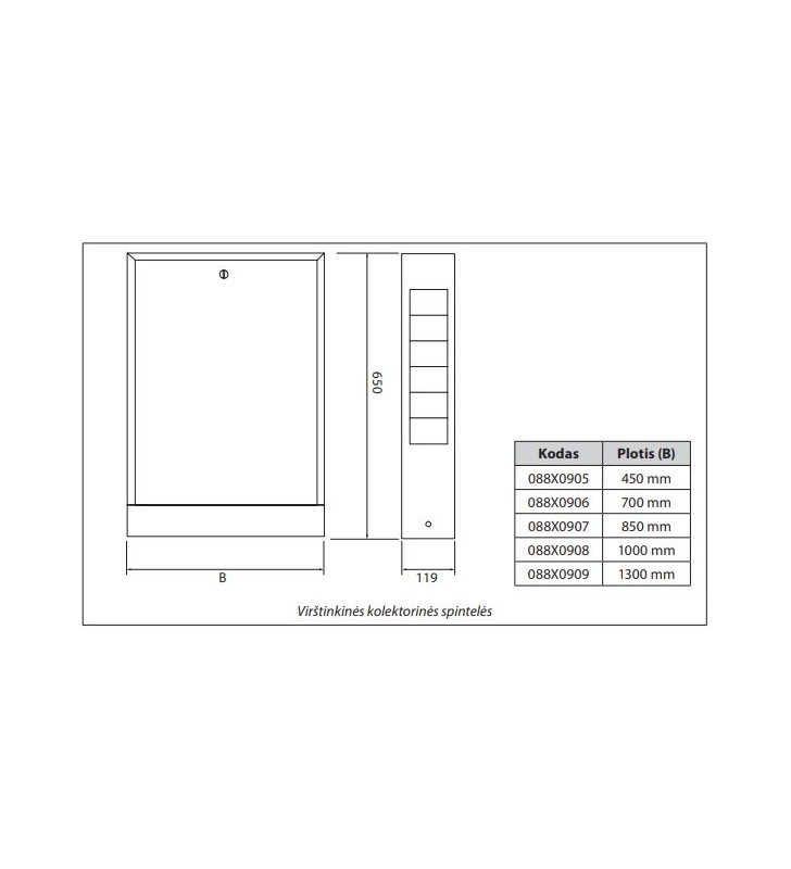 Paaukštinta kolektorinė spinta Danfoss, virštinkinė, FH 450x650x119