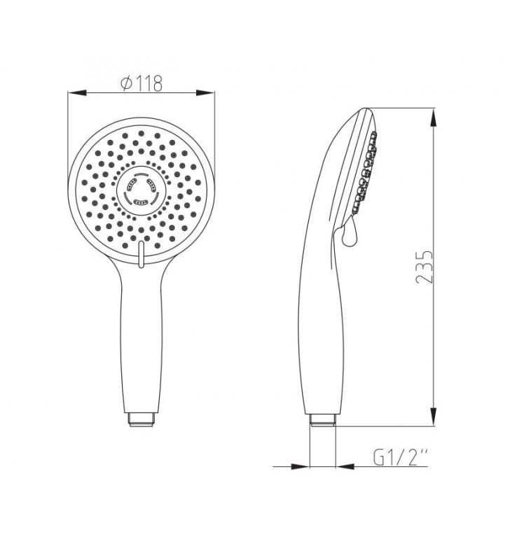 Dušo galvutė Optima, OPE022, trijų funkcijų, 118 mm