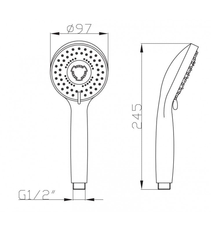 Dušo galvutė Optima, OPS021, trijų funkcijų, 97 mm