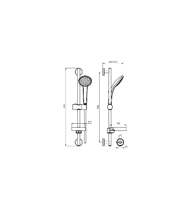 Dušo stovas Ideal Standard IdealRain, M1, 600 mm, galvutė 100 mm