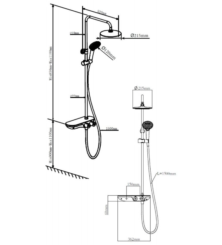 Stacionari dušo sistema Swiss Aqua Technologies, SATSTTKP