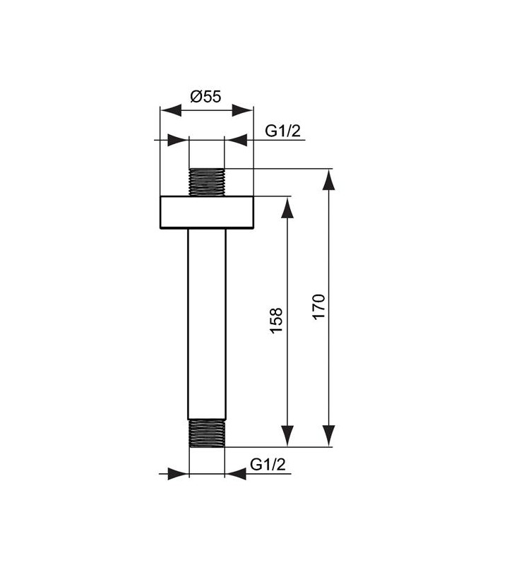 Stacionarios dušo galvos laikiklis Ideal Standard IdealRain, iš lubų 150 mm, chromuota