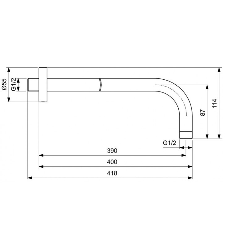 Stacionarios dušo galvos laikiklis Ideal Standard IdealRain, iš sienos 400 mm, chromuota