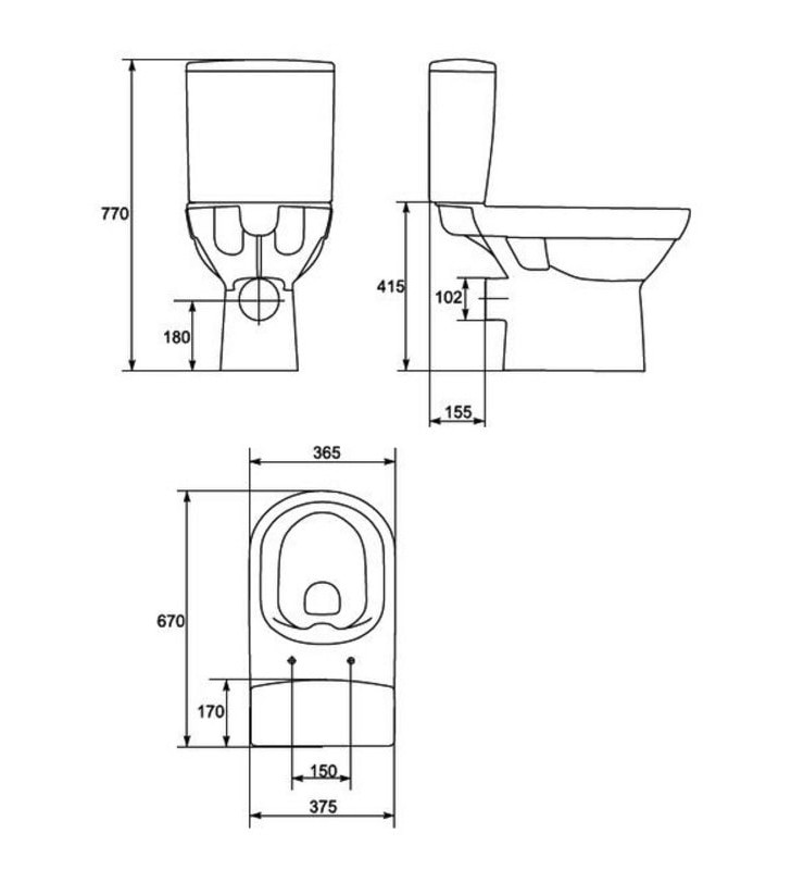 Pastatomas WC Cersanit, City Clean-On su lėtai nusileidžiančiu dangčiu