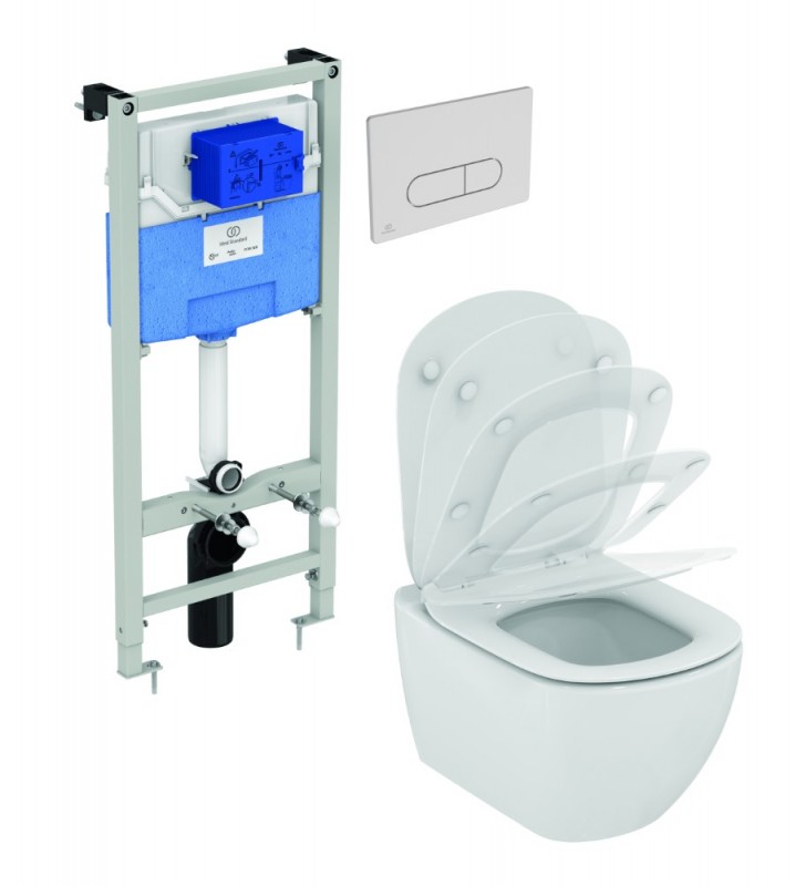 WC rėmo komplektas Ideal Standard ProSys, su WC Tesi Aquablade ir soft-close dangčiu