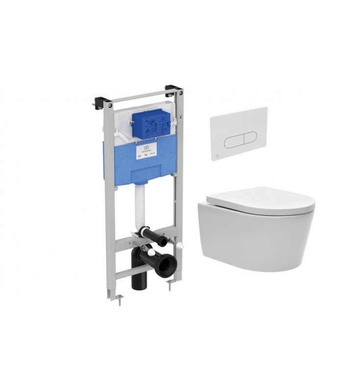 WC rėmo komplektas Ideal Standard ProSys, su WC SAT Brevis, baltu mygtuku ir soft-close dangčiu