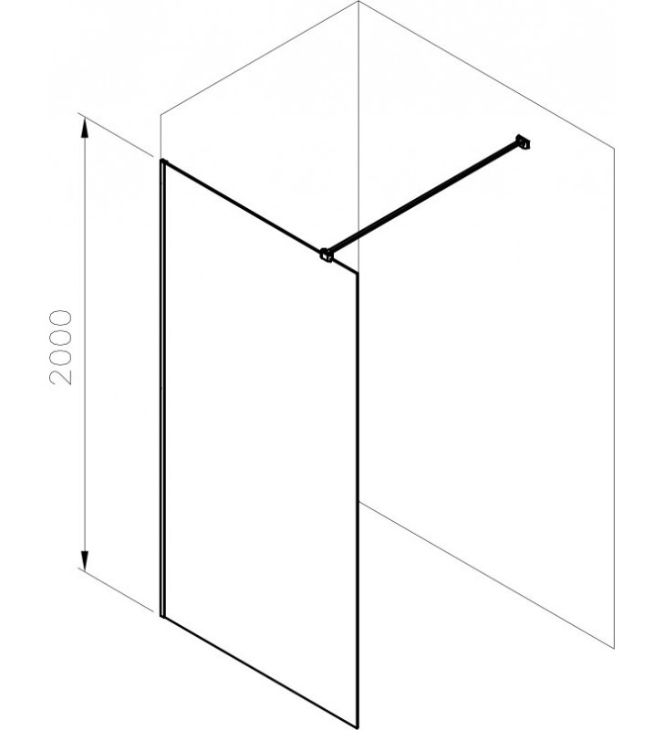 Dušo kabina Walk-In Air Wall, 100, Walk-In Air Wall 100 juodas+Transparent