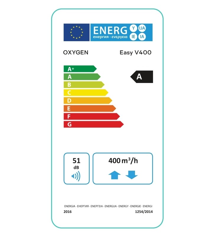 Plokštelinis rekuperatorius Oxygen Easy, vertikalus, V400, dešininis