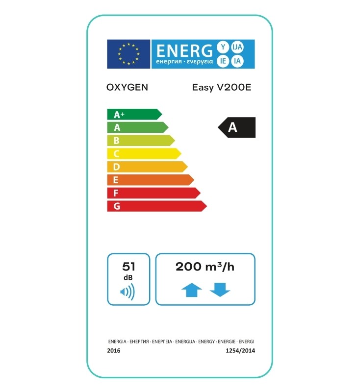 Plokštelinis rekuperatorius Oxygen Easy, vertikalus, V200E, entalpinis, dešininis