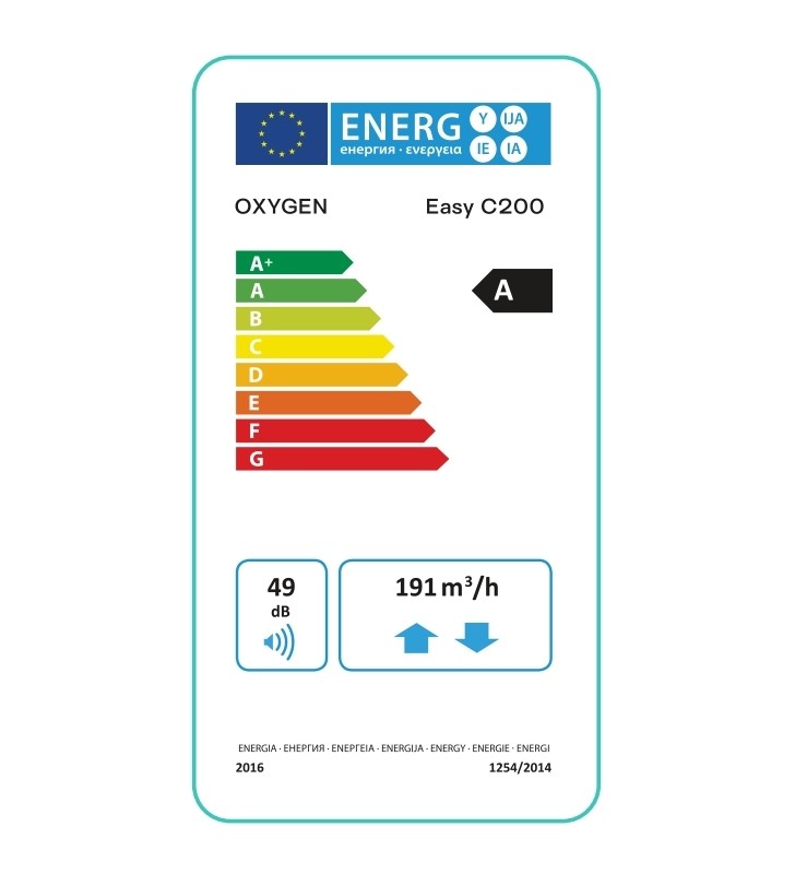 Plokštelinis rekuperatorius Oxygen Easy, palubinis, C200E, entalpinis, dešininis