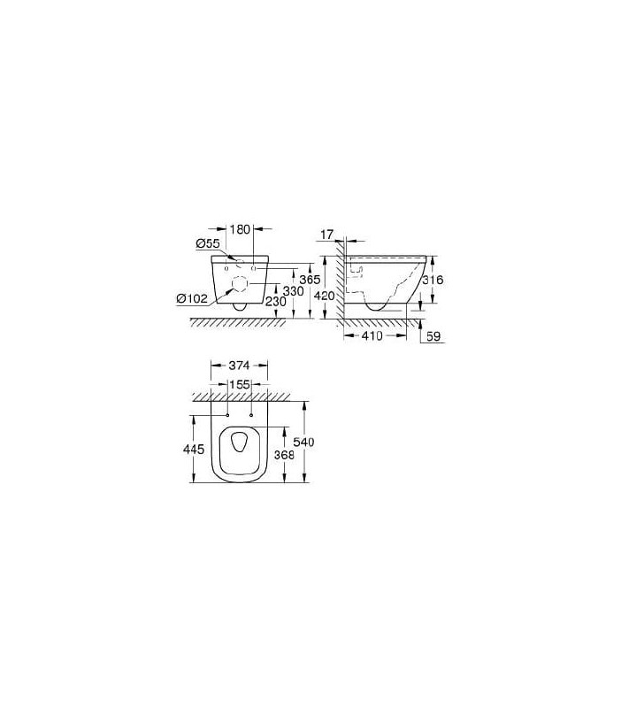 Pakabinamas WC Grohe, EURO CERAMIC, su dangčiu soft close