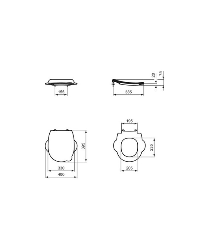 Dangtis WC Ideal Standard Contour 21, 305 mm puodams