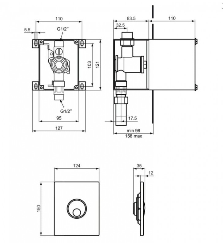 Pisuaro klavišas Ideal Standard, Septa Pro U3, baltas