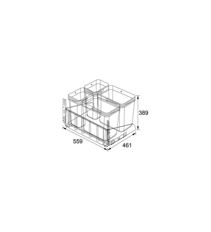 Šiukšliadėžė FRANKE, Kick Matic, atidaroma ranka, 2x 18 l + 2x 8 l